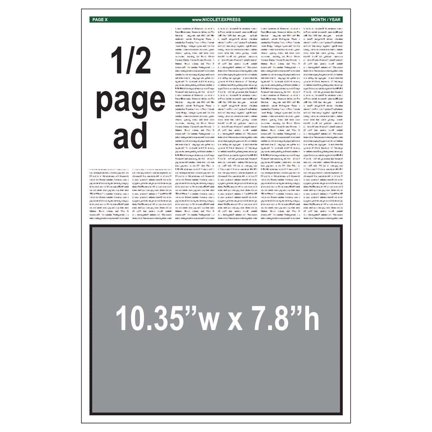 1/2 page ad for May 22, 2026 publication